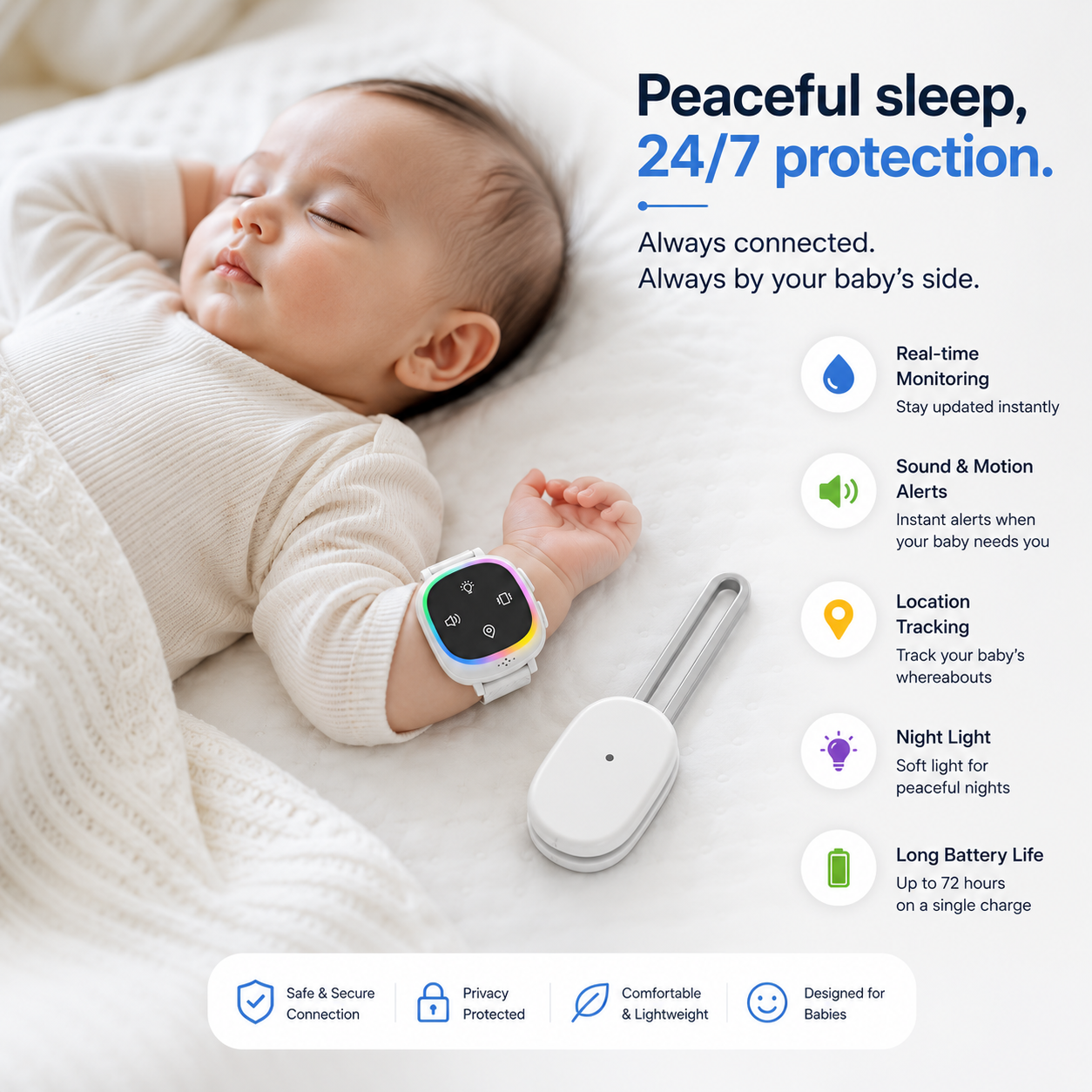 Relivora DryGuard™ Smart Diaper Wet Alert System