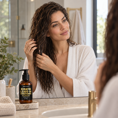 Keratin Leave-In Conditioner with Biotin & Collagen - Repairs Damaged Hair for Deep Moisture, Softness & Shine, Hair Treatment.
