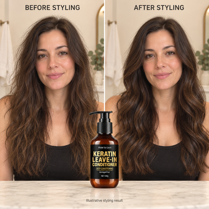 Keratin Leave-In Conditioner with Biotin & Collagen - Repairs Damaged Hair for Deep Moisture, Softness & Shine, Hair Treatment.