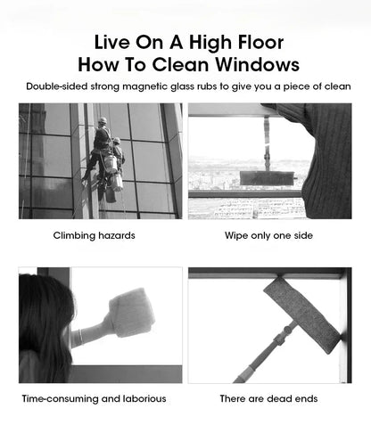 2026 Powerful Magnetic Window Cleaner Dual Sided High Efficiency Glass Cleaning Tool Durable Reusable for Home Clean Cotton