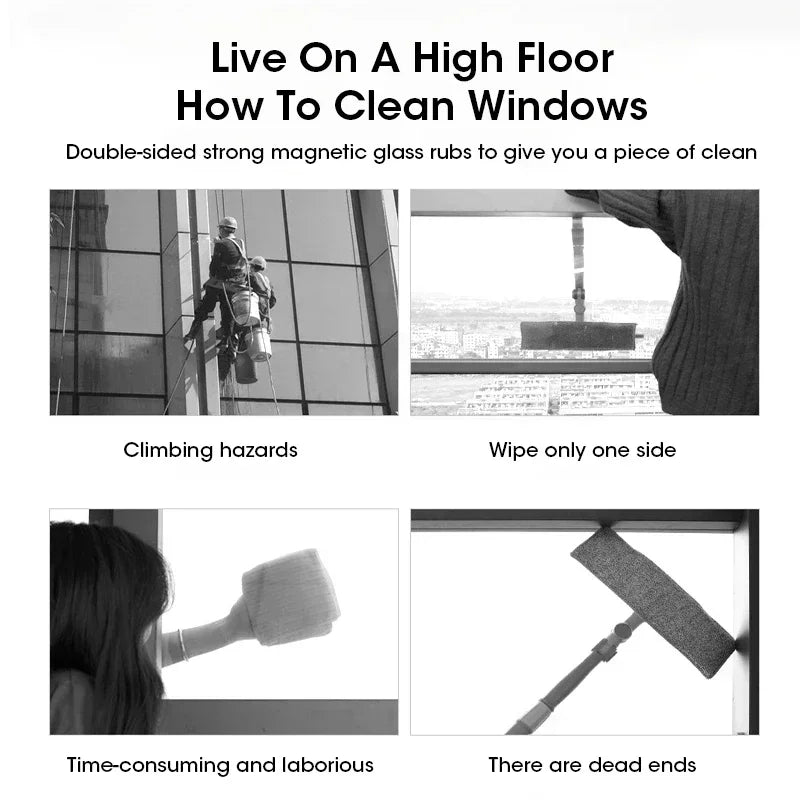 2026 Powerful Magnetic Window Cleaner Dual Sided High Efficiency Glass Cleaning Tool Durable Reusable for Home Clean Cotton